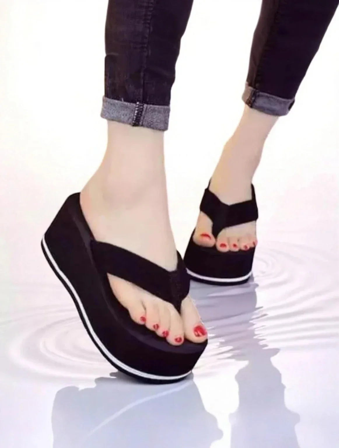 TWO SOFT Stylish Lightweight Comfort Fancy Flip Flops For Girls Slippers Women Slippers (Black , 8)