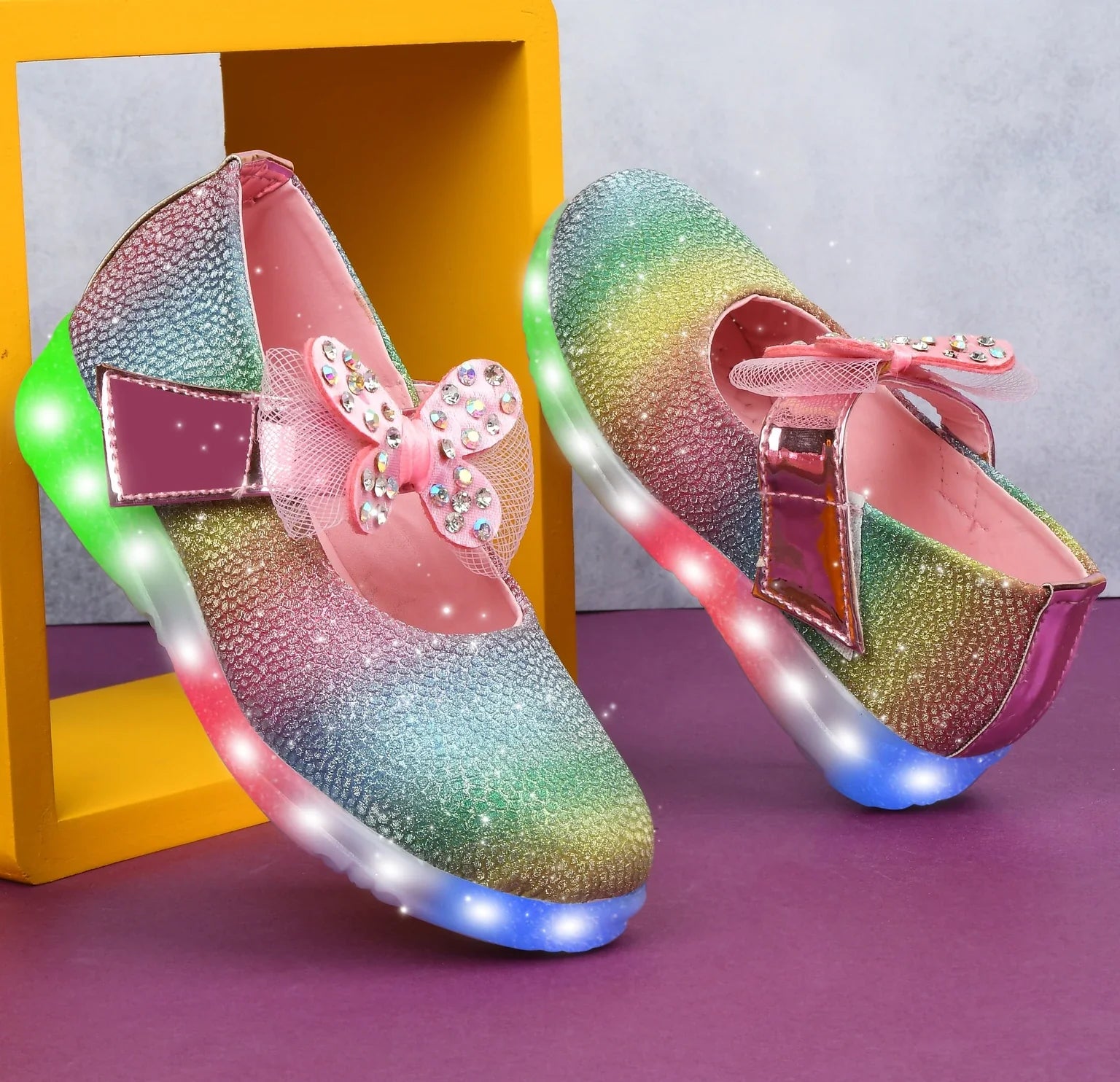 HOOH - Now comfort in fashion Velcro Ballerinas For Girls (Pink, 6-7 Years)